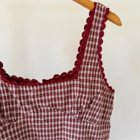 NWT Princess Polly Dasha Mini Dress in Red Check - 10 - Picture 6 of 9